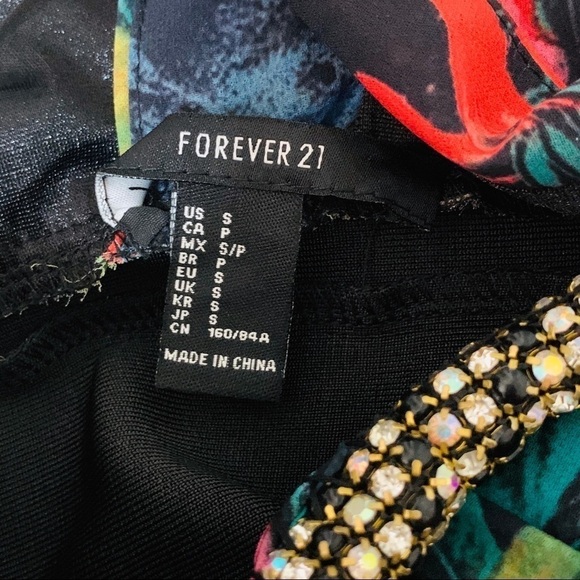 NEW FOREVER 21 jewelry choker floral bodycon mini dress women size S - Picture 5 of 5